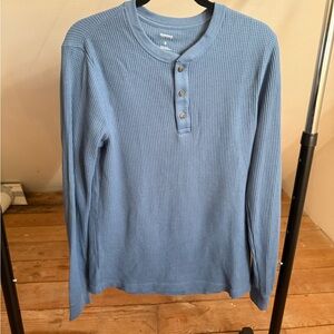 Sonoma Men's Long Sleeve Blue Henley Shirt